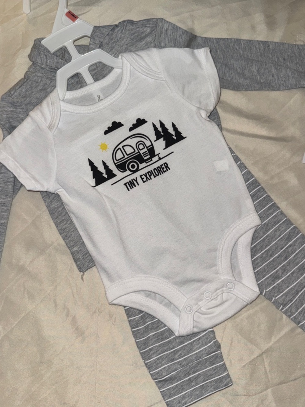 Lullaby Lane White & Gray 'Tiny Explorer'  Matching Set